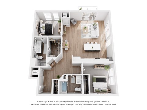 Floor plan for 2 beds, 2 baths, 1194 sqft